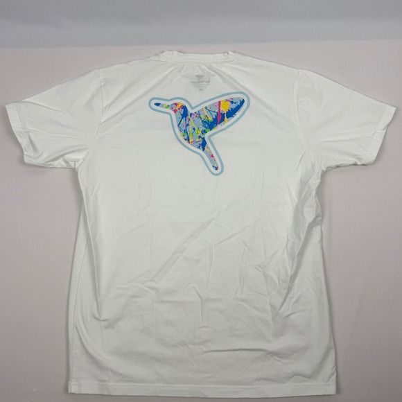 Birddogs Mens White Graphic T Shirt Hummingbird Paint Splatter Tee Size M - Picture 3 of 5